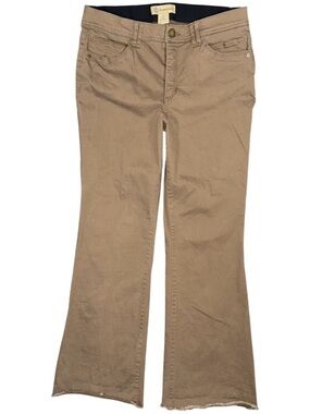 Democracy Jeans Ab Technology Flare Bootcut Pants Brown Size 14 Raw Hem Stretch
